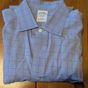Brooks Brothers Blue Dress Shirt with Windowpane Pattern